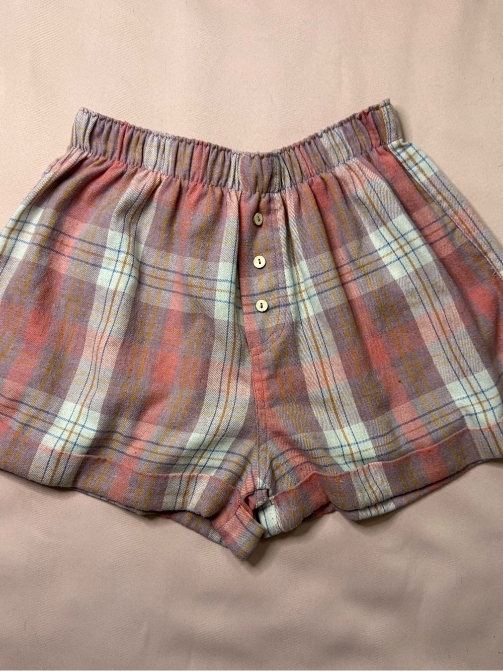 Free People - Sunday Morning Pajama Boxers Pink/Red Flannel - Size XS